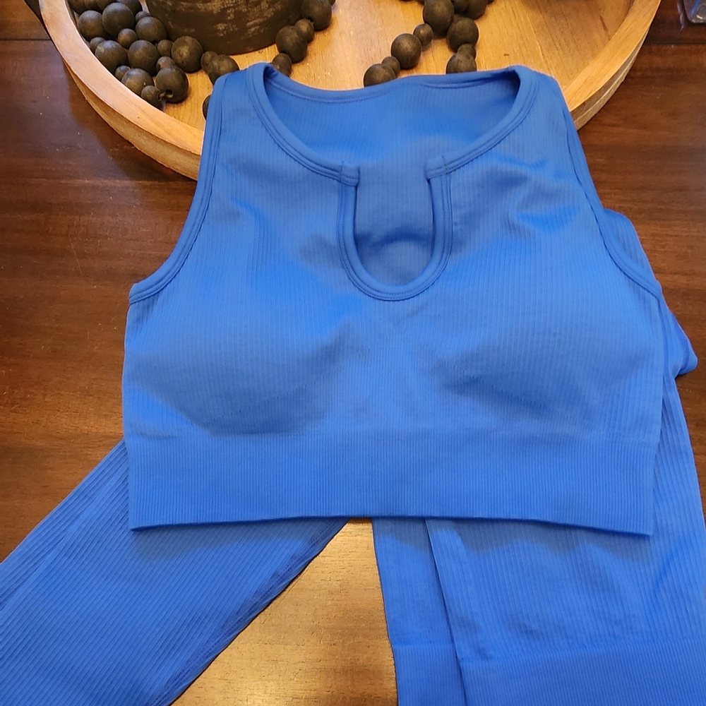 Women's Royal Blue Ribbed Set